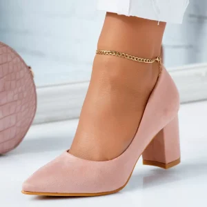 Pantofi Dama cu Toc Bia Roz